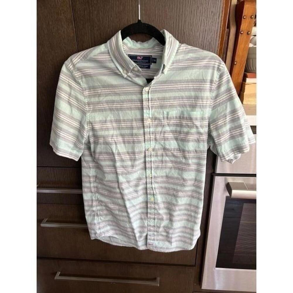 Vineyard Vines Shirt Slim Fit Cotton Short Sleeve Striped Men XS